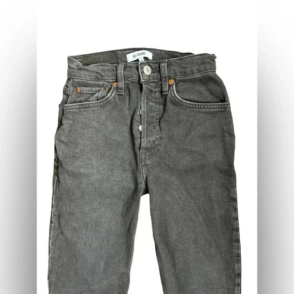 RE/DONE Women's Button Fly Stretch High Rise Ankle Crop Jean Faded Stone Size 24 - Picture 2 of 9